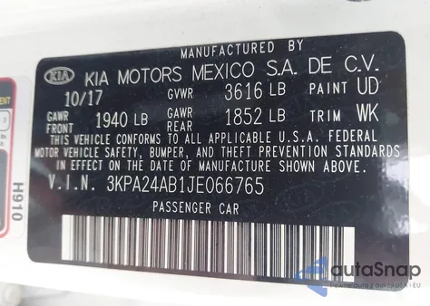 2018 Kia Rio Lx z USA, uszkodzony, nr VIN 3KPA24AB1JE066765